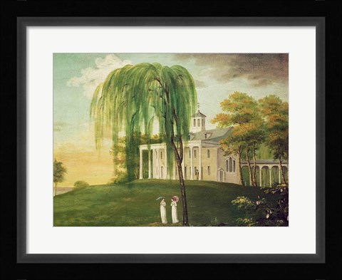 Framed President George Washington on the porch of his house at Mount Vernon Print