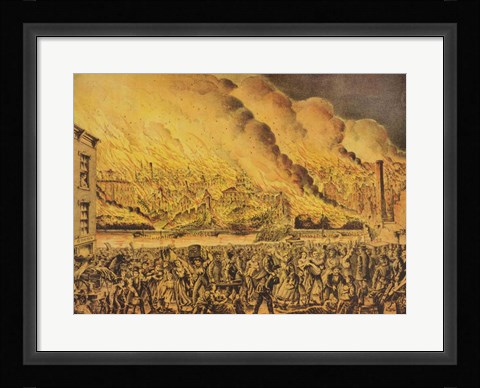 Framed View of the Great Fire of Chicago, 9th October 1871 Print