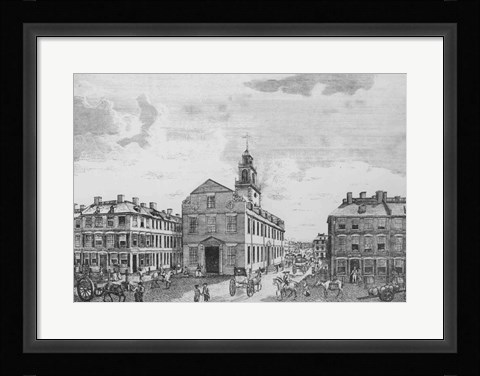 Framed South West View of The Old State House, Boston, 1881 Print