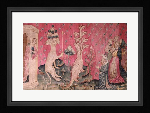 Framed seven-headed beast from the sea receiving the homage of men Print