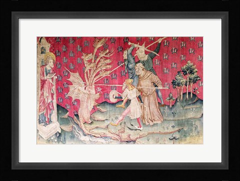 Framed Dragon Fighting with the Servants of God Print