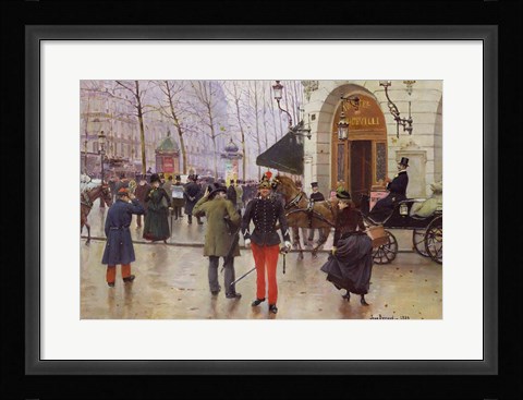 Framed Boulevard des Capucines and the Vaudeville Theatre, 1889 Print