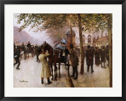 Framed Boulevards, Evening in Front of the Cafe Napolitain Print
