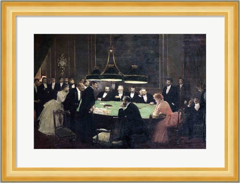 Framed Gaming Room at the Casino, 1889 Print