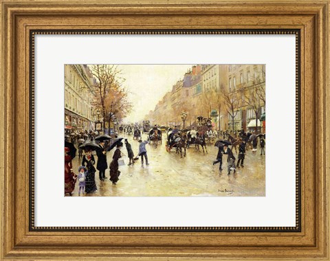 Framed Boulevard Poissonniere in the Rain Print