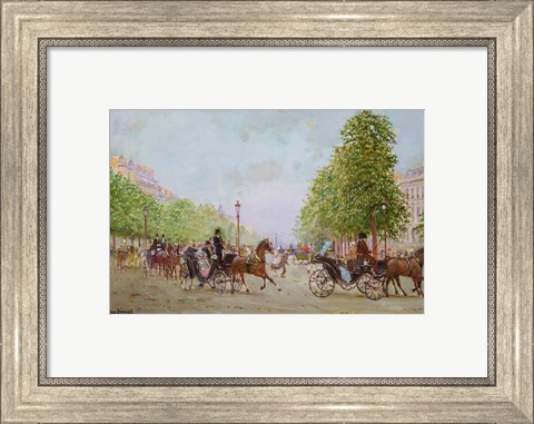 Framed Promenade on the Champs-Elysees Print