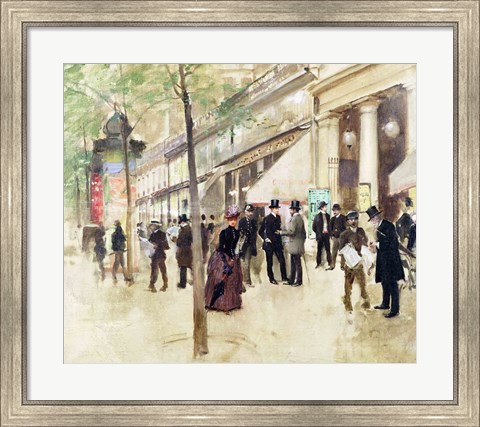 Framed Boulevard Montmartre and the Theatre des Varietes Print