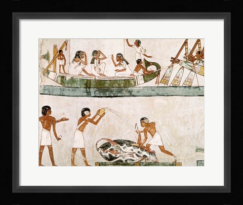 Framed Sacrifice and purification of a bull, and a sailing ritual, from the Tomb of Menna Print