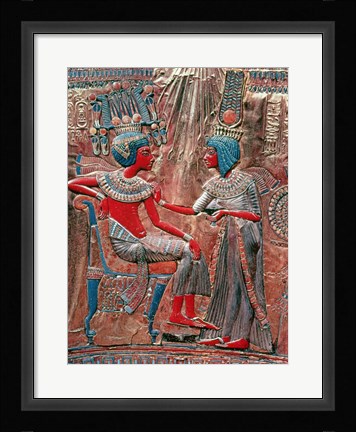 Framed back of the throne of Tutankhamun Print