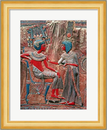Framed back of the throne of Tutankhamun Print