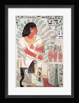 Framed Sennefer seated with his wife, Meryt, from the Tomb of Sennefer Print