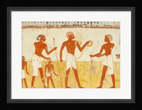 Framed Measuring the land using rope, from the Tomb Chapel of Menna Print