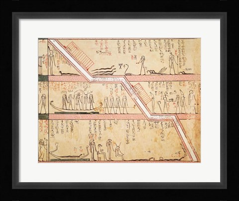 Framed Descent of the sarcophagus into the tomb, from the Tomb of Tuthmosis III Print