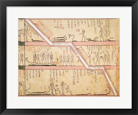 Framed Descent of the sarcophagus into the tomb, from the Tomb of Tuthmosis III Print