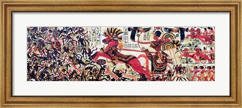 Framed Tutankhamun on his chariot attacking Africans Print