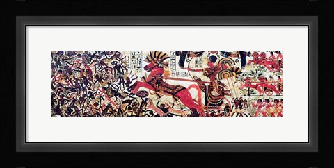 Framed Tutankhamun on his chariot attacking Africans Print