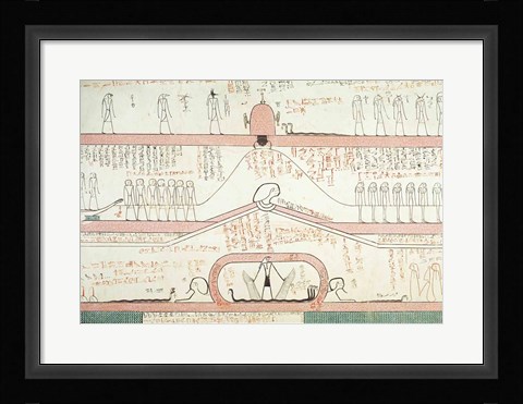 Framed Scene from the Book of Amduat showing the journey to the Underworld Print