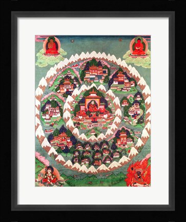 Framed Paradise of Shambhala, Tibetan Banner Print