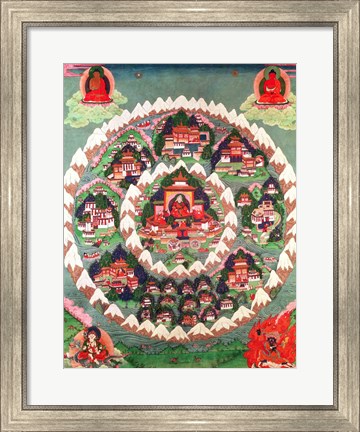 Framed Paradise of Shambhala, Tibetan Banner Print