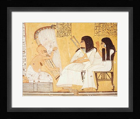 Framed deceased and his wife listening to a blind harpist Print
