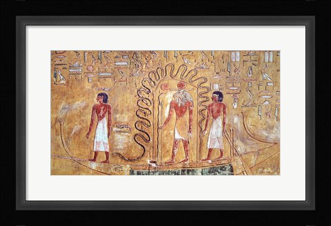 Framed sun god Ra in his solar barque Print