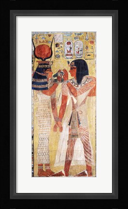 Framed Goddess Hathor placing the magic collar on Seti Print
