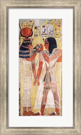 Framed Goddess Hathor placing the magic collar on Seti Print