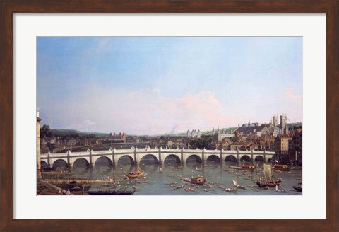 Framed Westminster Bridge from the North with Lambeth Palace in distance Print