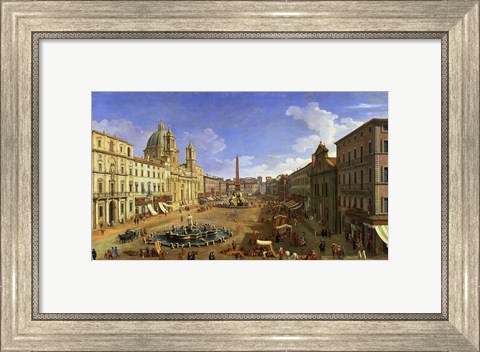 Framed View of the Piazza Navona, Rome Print