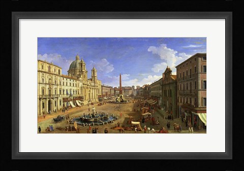 Framed View of the Piazza Navona, Rome Print
