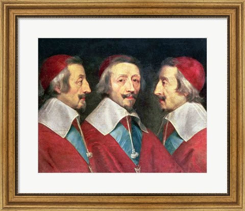 Framed Triple Portrait of the Head of Richelieu, 1642 Print