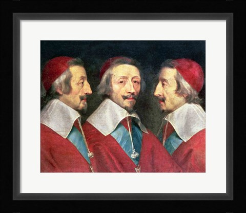 Framed Triple Portrait of the Head of Richelieu, 1642 Print