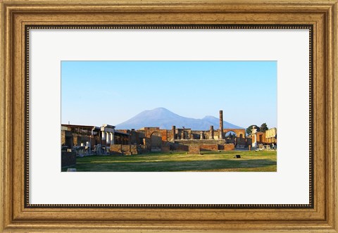 Framed View of Vesuvius Over the Ruins of Popmeii Print
