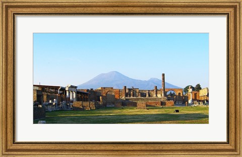 Framed View of Vesuvius Over the Ruins of Popmeii Print
