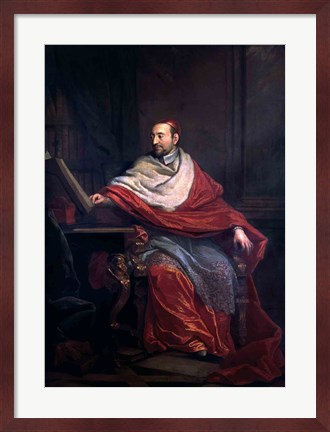 Framed Cardinal Pierre de Berulle Print