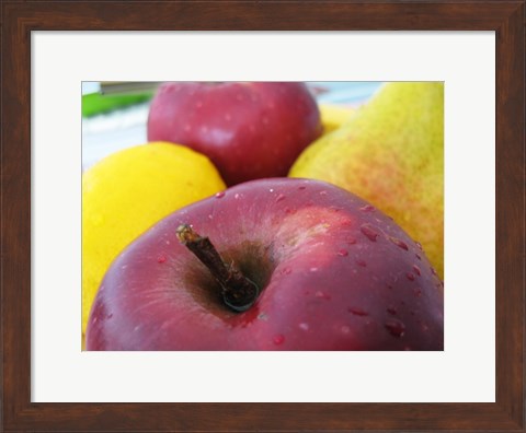 Framed Closeup of an Apple, Lemon and Pear Print