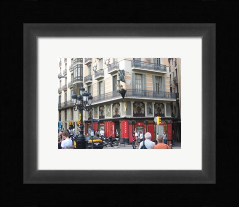 Framed Barcelona Busy Street Print