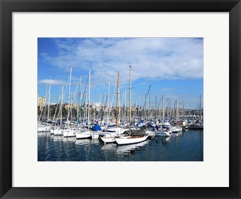 Framed Barcelona Harbour Print