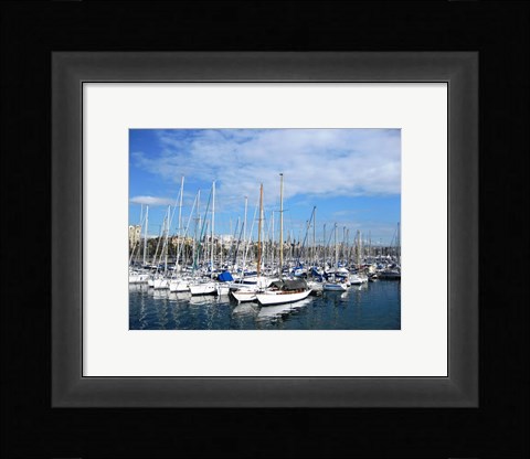 Framed Barcelona Harbour Print