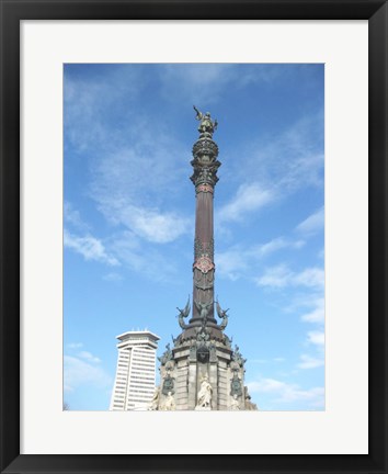 Framed Columbus Column Barcelona Print