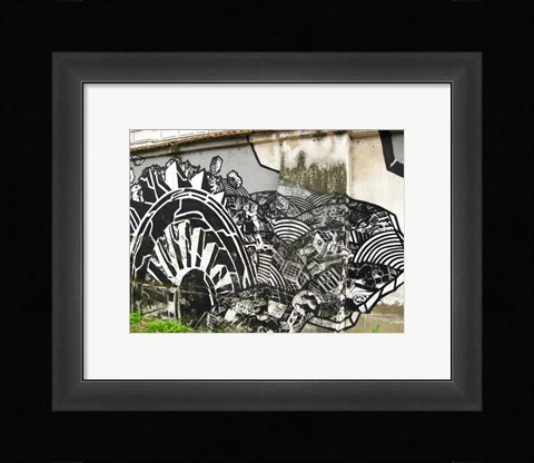 Framed Urban Graffitti on a building Print