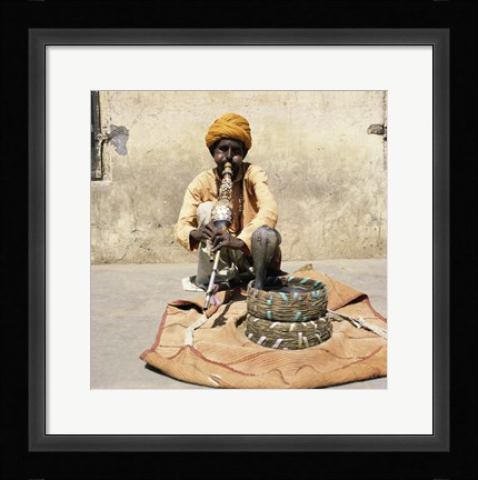 Framed Snake Charmer Jaipur India Print