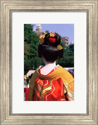 Framed Rear view of a geisha, Jidai Matsuri Festival, Tokyo, Japan Print