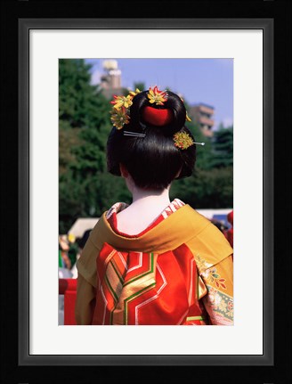 Framed Rear view of a geisha, Jidai Matsuri Festival, Tokyo, Japan Print