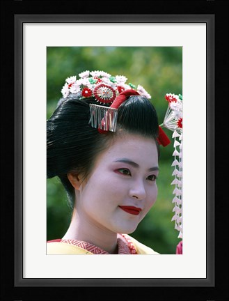 Framed Japanese Geisha Close Up Print