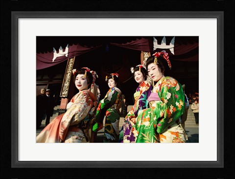 Framed Group of geishas, Kyoto, Honshu, Japan Print