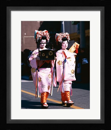 Framed Geishas in Honshu, Japan Print