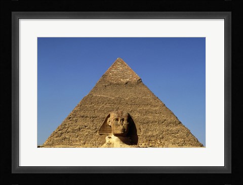 Framed Great Sphinx  Chephren Pyramid  Giza  Egypt Print