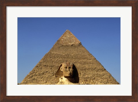 Framed Great Sphinx  Chephren Pyramid  Giza  Egypt Print