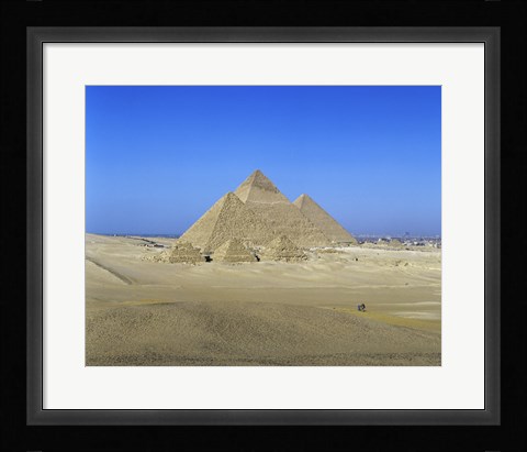 Framed Giza Pyramids, Giza, Egypt (far view) Print